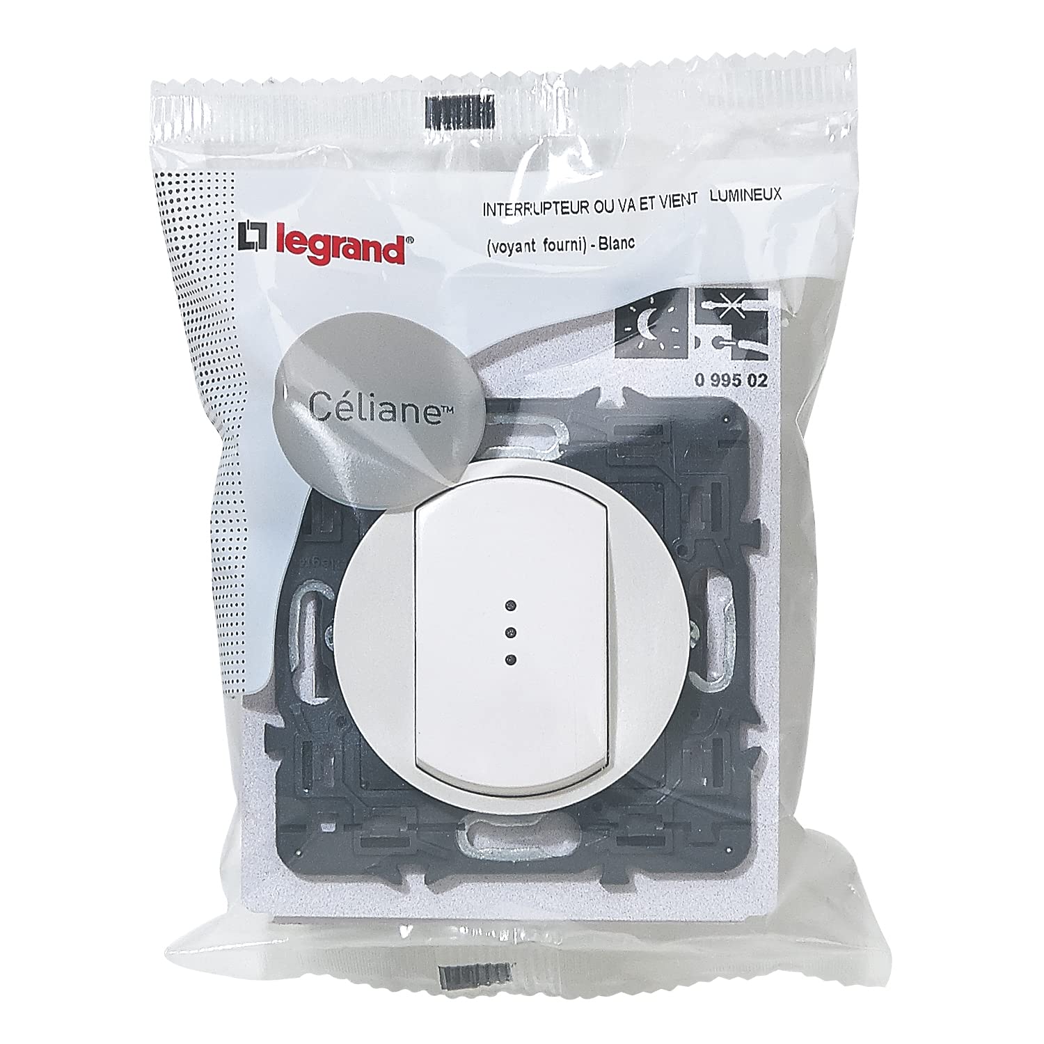 Legrand - Interrupteur ou va-et vient lumineux (voyant fourni) Céliane Soft - 10A - Blanc