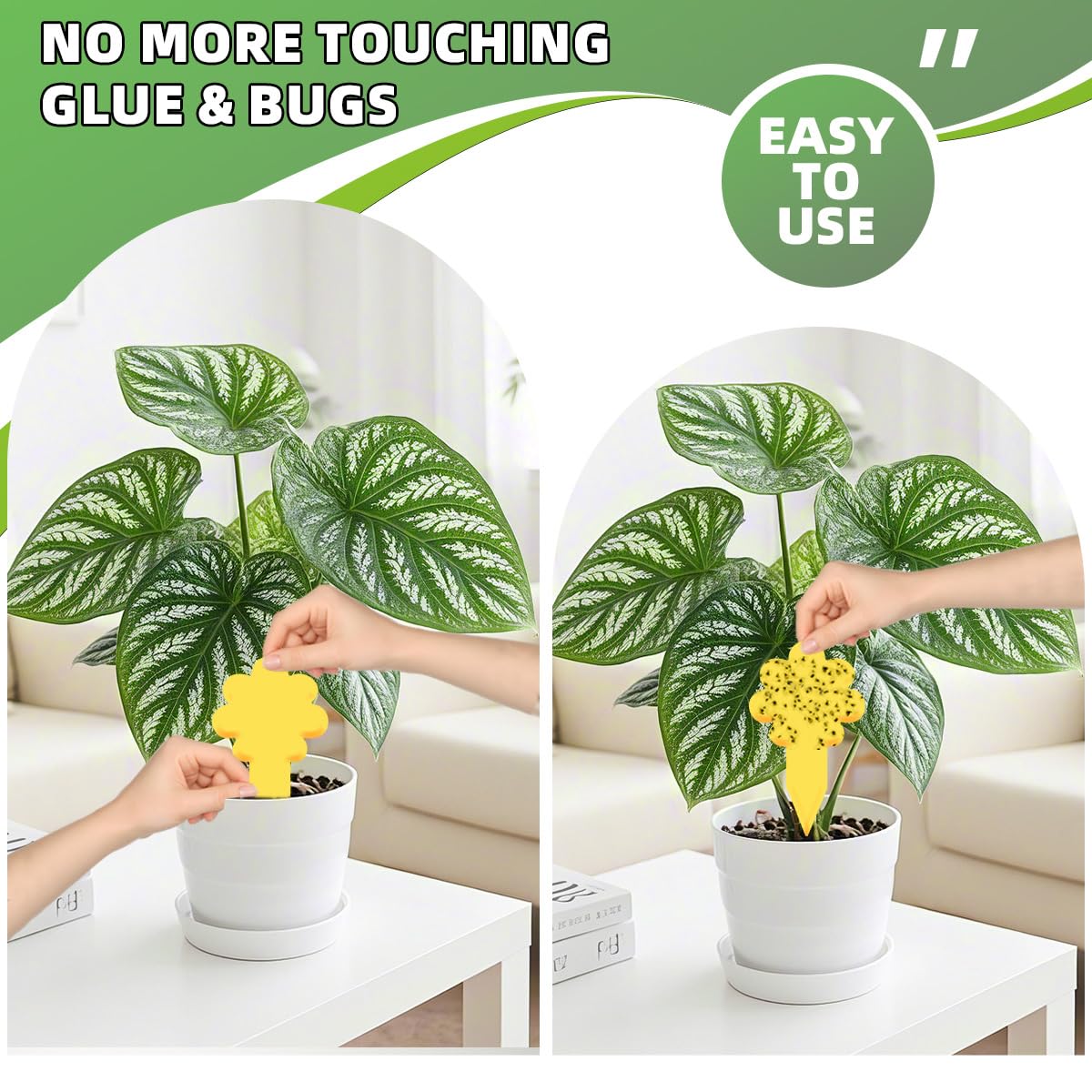 99 trampas de palo para plantas, trampas para mosquitos de hongos de doble cara con pala, seguras para interiores, color amarillo