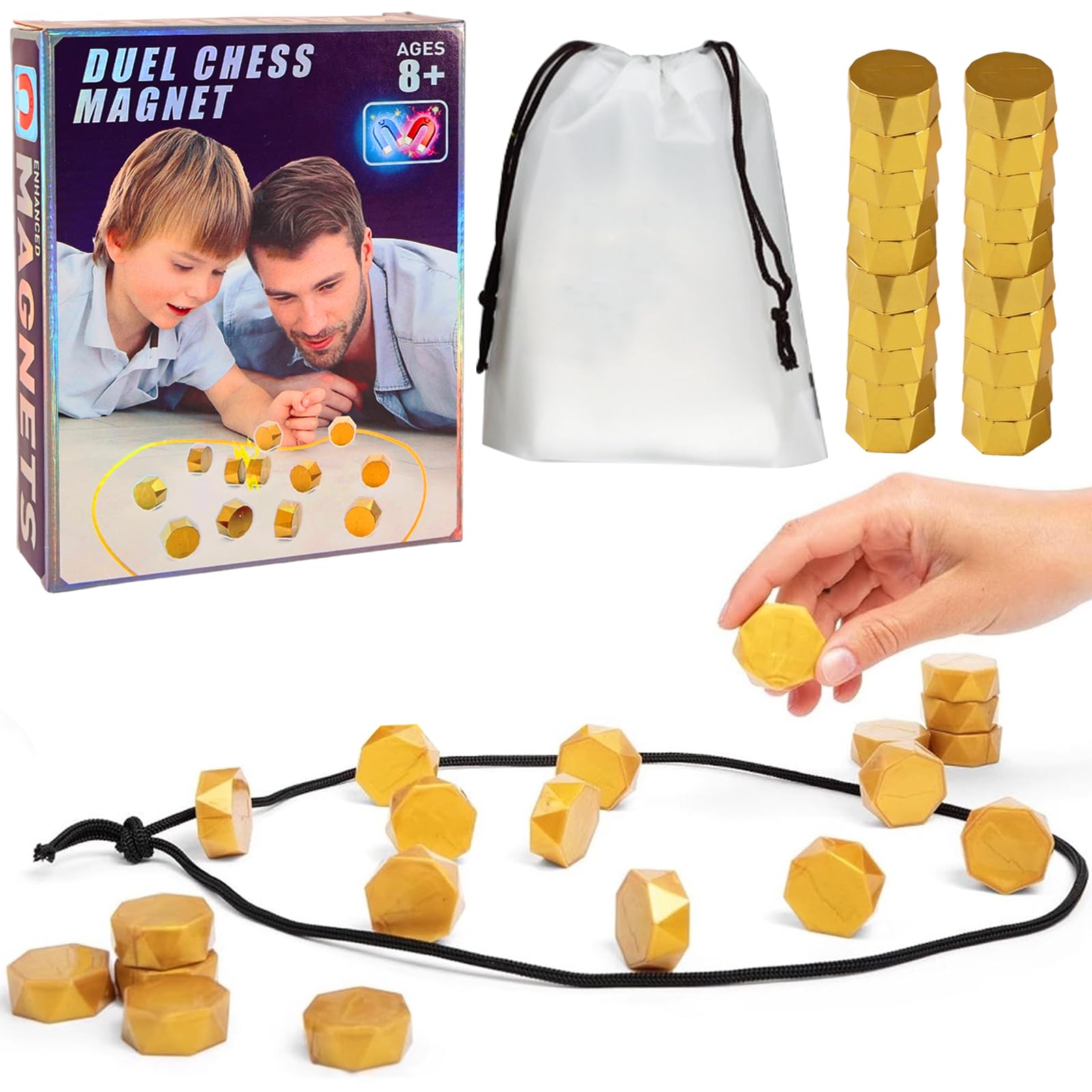 Magnetic Chess Game Stones,Magnetic Pebbles Game Battle Chess Board,Table Top Magnet Game - View #3