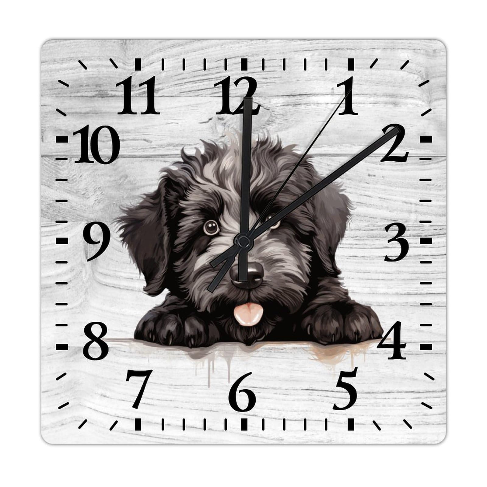 Horloge en bois Bouvier des Flandres style retro decoration maison