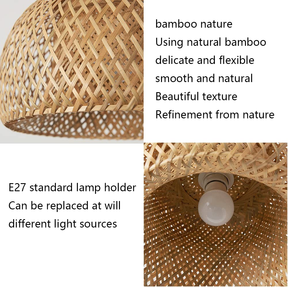 Lampada a Sospensione in Vimini, Paralume per corridoio, soffitto, Stile Asiatico, Nido d'uccello Naturale, Illuminazione Interna, Lampada a Sospensione in bambù e Rattan, Lampada per Soggiorno,