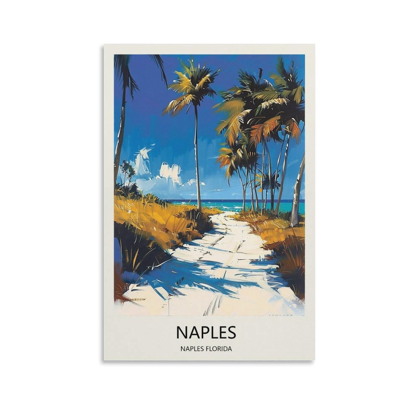 Yjneng Unframed Canvas Art Picture Naples Florida Wall Decor Art Painting Posters Modern Family Decorative Poster 08X12inch(20X30cm)