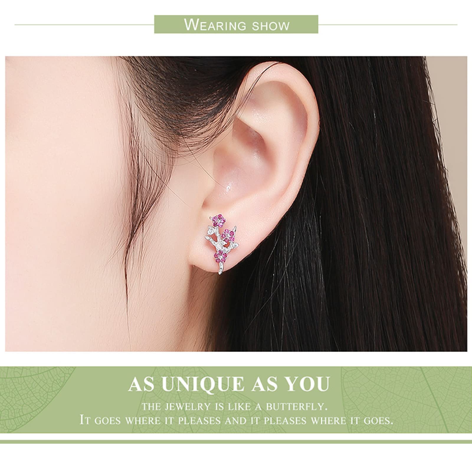 RWRAPS Orecchini per Ragazza Wintersweet Blooming Plum Flower Orecchini a Bottone Donna Gioielli in Argento Regalo Orecchini a Bottone in Argento Sterling 925