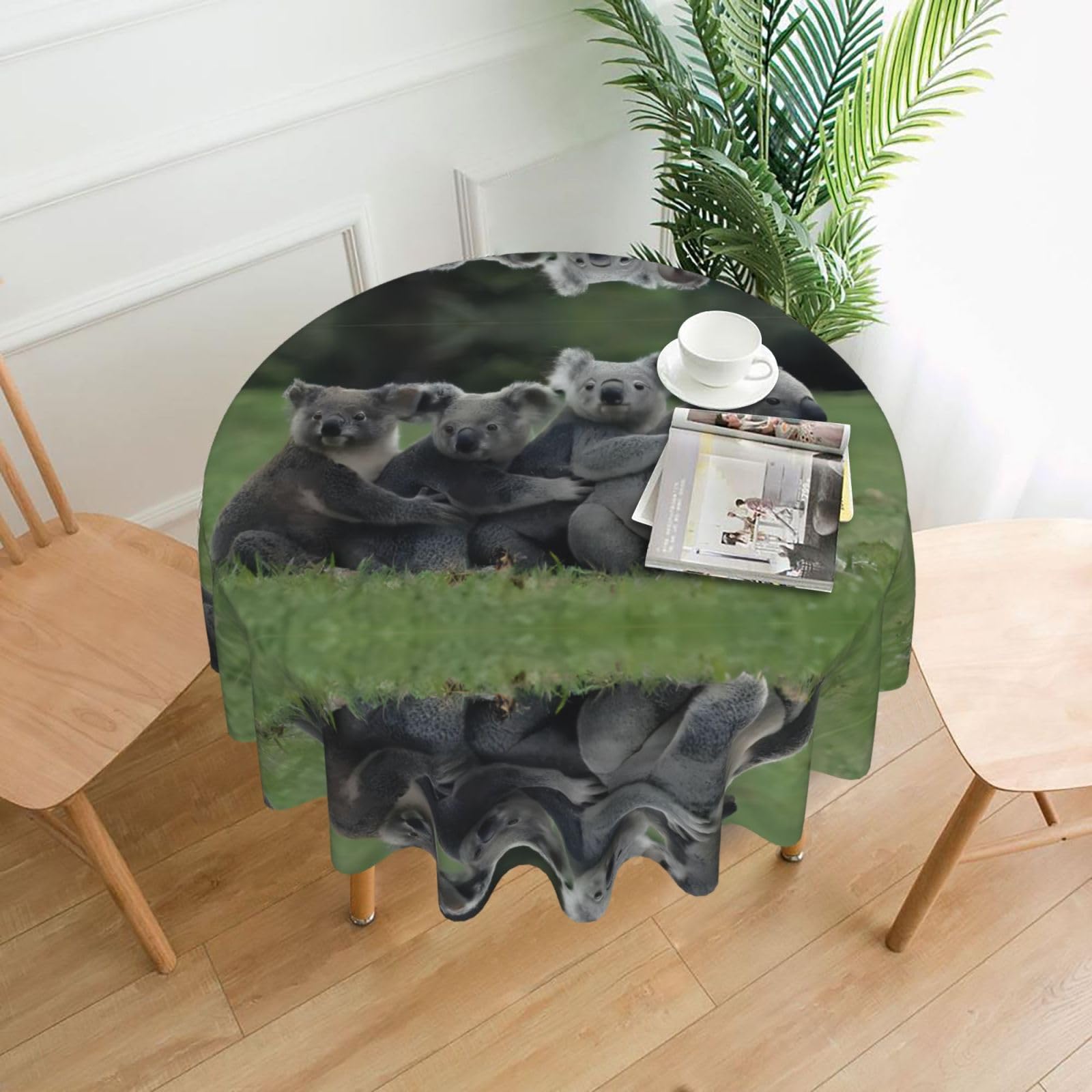ZHAOUR Cute Koala Bear Print Round Washable Tablecloth – Table Cover