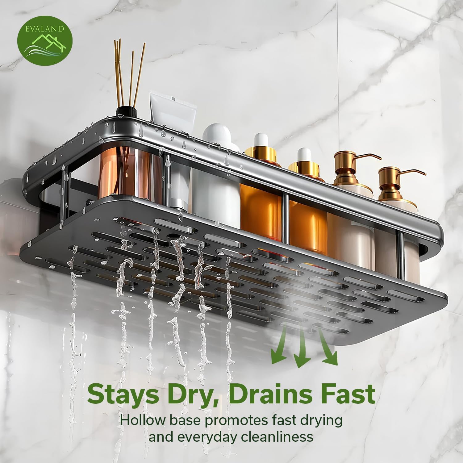 Wall-Mounted Rack Shelf Multi-Functional Storage Holder Non-Marking Stickers Tidy Kitchen Bathroom