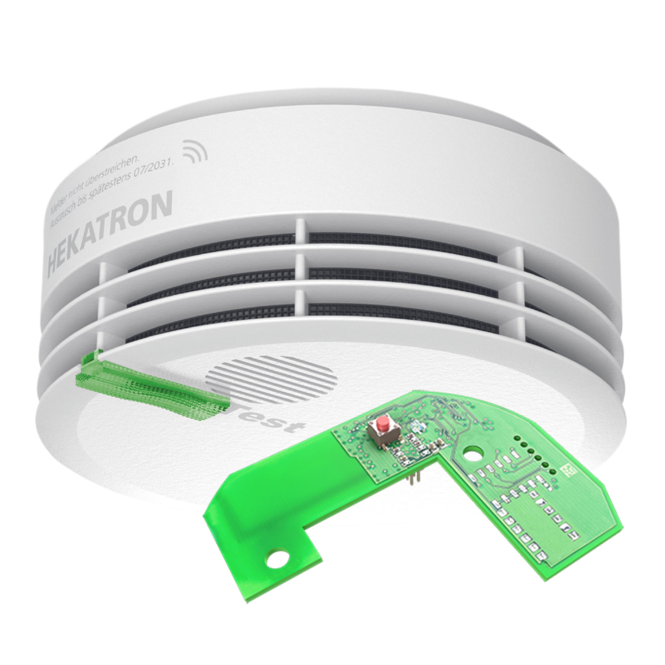 Hekatron Genius Plus X Rauchmelder vernetzt mit Funkmodul Basis X – 1 Stück | 10 Jahre Batterie – Testsieger Stiftung Warentest – made in Germany – Funkrauchmelder Set