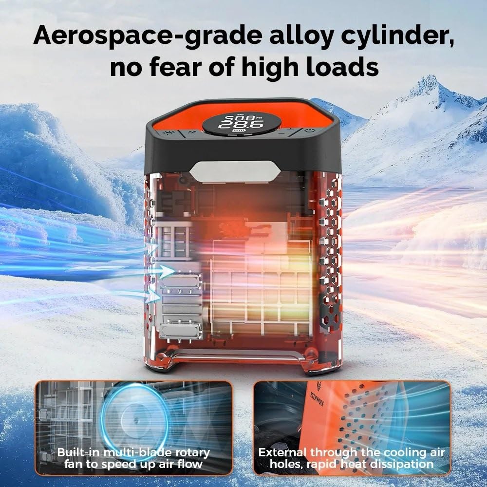 Inflador Ruedas Coche Compresor portátil para Coche, Inflador de neumáticos de Coche de 160 PSI, 7800mAh, para Coches, Motocicletas, Bicicletas, Bolas Compresores de Aire portátiles(Orange)