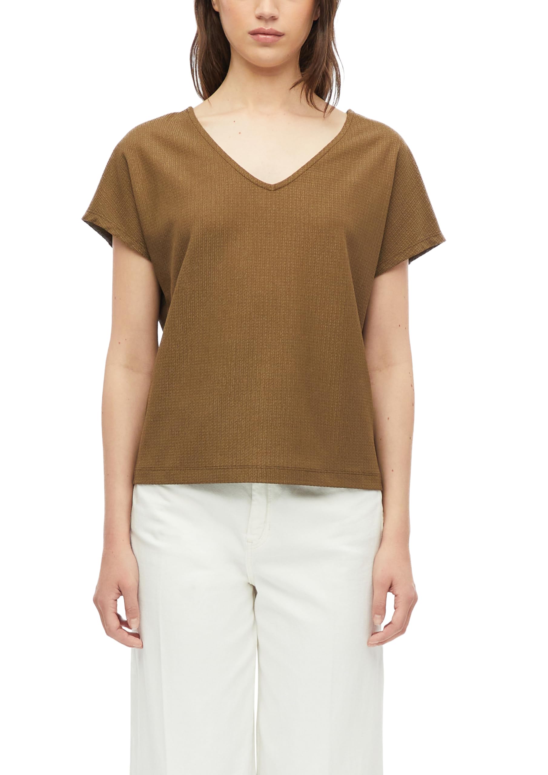 s.Oliver Women's 2178640 V-Neck T-Shirt (Pack of 1), Brown, 16