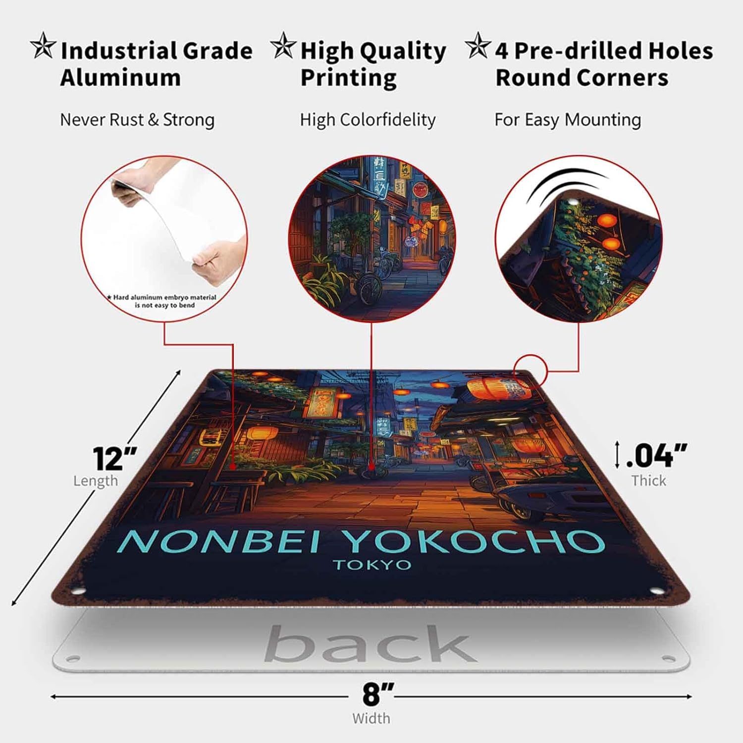 Vintage Japanese Retro Anime Tokyo Nonbei Aluminum Metal Sign 8 x 12 Inch image 2