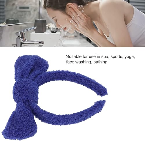 Miniatura 2 de plplaaoo Diadema de spa para lavar la cara, diadema con lazo, tocado azul, grande, linda forma de lazo, banda para el cabello para maquillaje, spa,