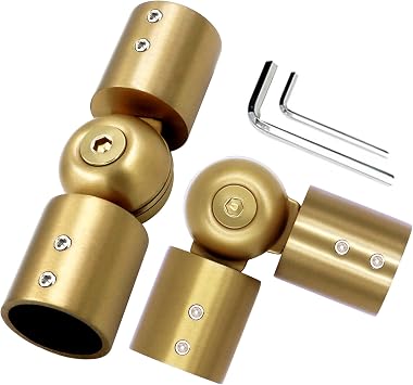 Window Curtain Rod Corner Connector Set of 2,LISTENJIALE Adjustable Corner Curtain Rod Connector for 1 Inch Bay WindowsGold
