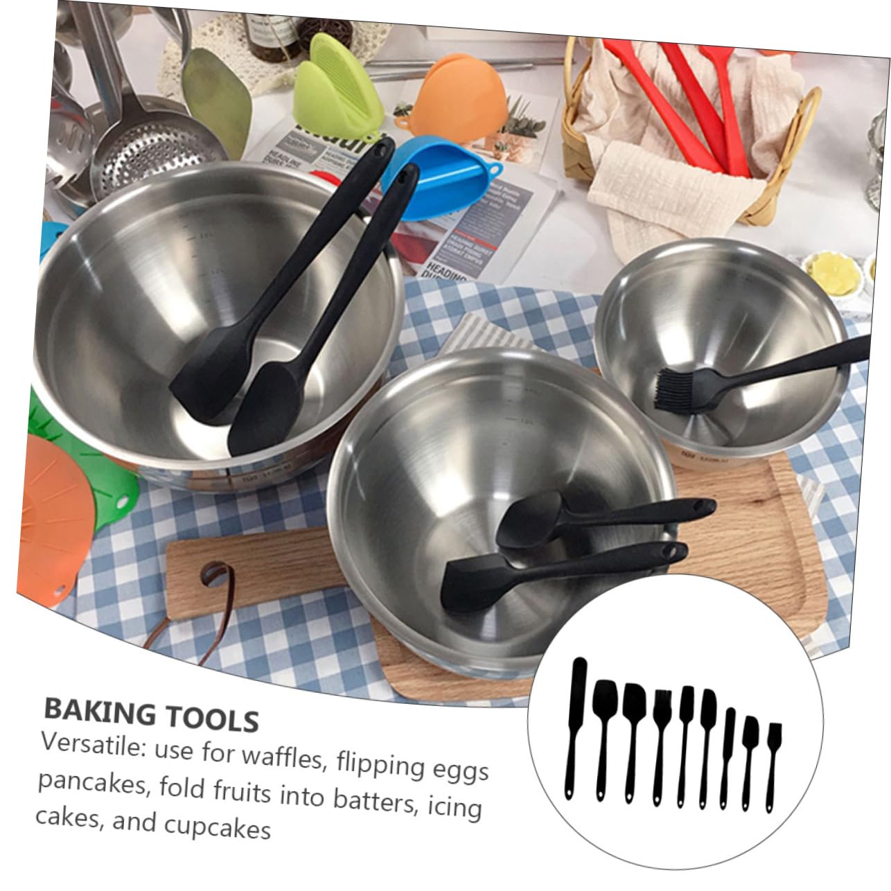 Cabilock 1 Juego De 9 Piezas De Espátula De Silicona Para Hornear Raspador Espátula Herramientas De Decoración De Pasteles Utensilios Para Repostería Raspador Para Hornear Raspador