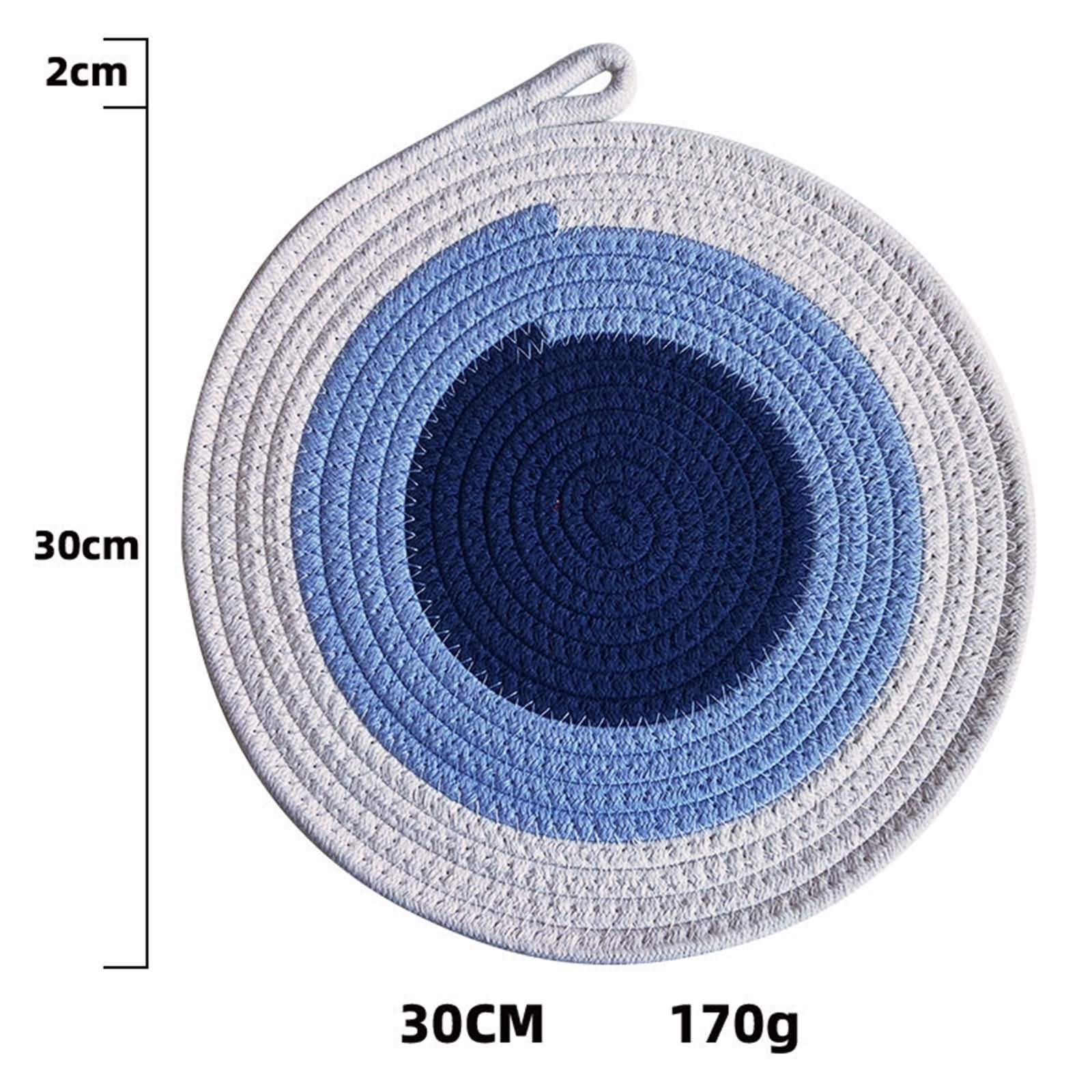 Tovaglietta 6 Pezzi, 24 CM Tovagliette per Ristorante Cotone Lino Blu, Rotondo con Tessuto