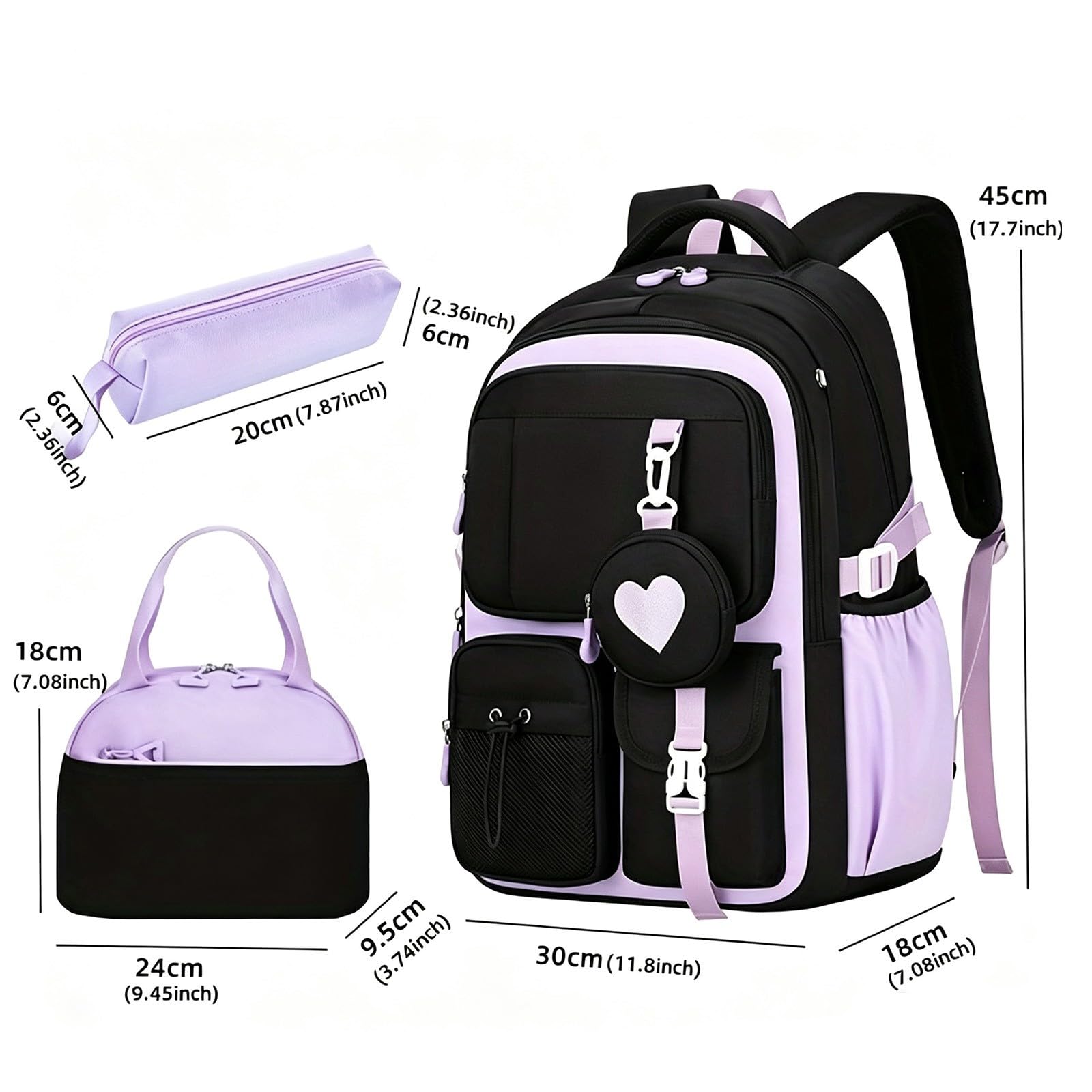 Zaino Bambina Scuola Elementare - Zainetto Bambina,Zainetto per bambini con porta pranzo e matita ideale per la scuola i viaggi e per uno zaino leggero e casual.(Green One Size)
