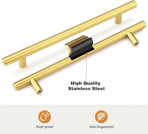 Miniatura 134 de Probrico - Paquete de 20 manijas planas negras modernas para cajones, manijas de cocina, armario europeo, tirador en T para tocador - Centros