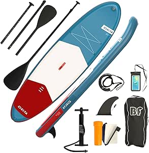 Inflatable Stand Up Paddle Board with SUP Accessories & Backpack. Non-Slip Deck,Wide Stance,Bottom Fin,Double Action Pump and Repair Kit.Youth & Adult Standing Boat