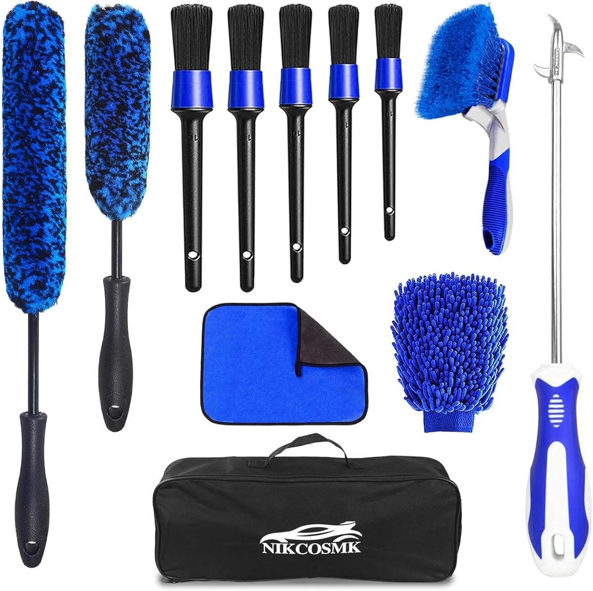 12Pcs Wheel Brush Kit for Cleaning Wheel and Tire, Wheel and Rim Brush, Car Detailing Brushes, Tire Brush, Bendable & Durable Car Wheel Rim Cleaner Brush Set,Car Detailing Cleaning Brush Supplies Kit : Automotive