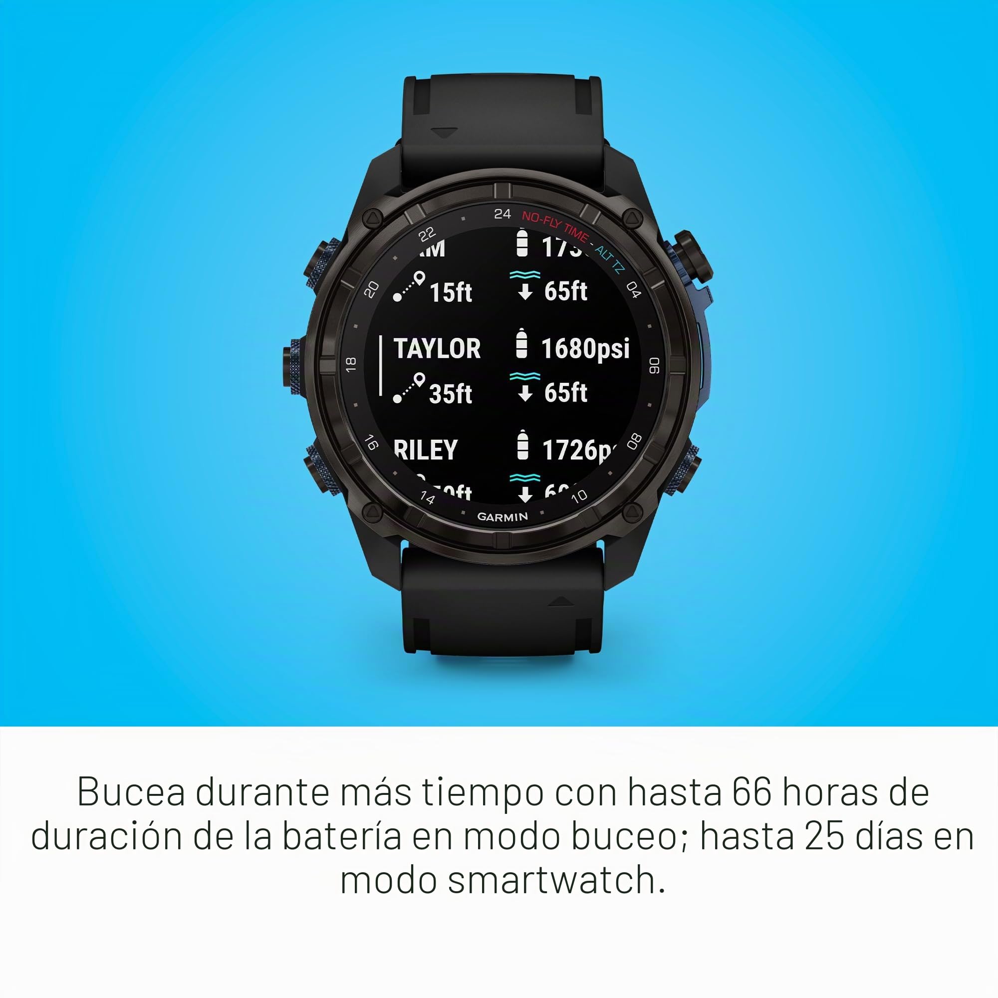Garmin Descent™ Mk3i, Ordenador de Buceo y Reloj Inteligente GPS Multideporte, integración de Aire, Negro