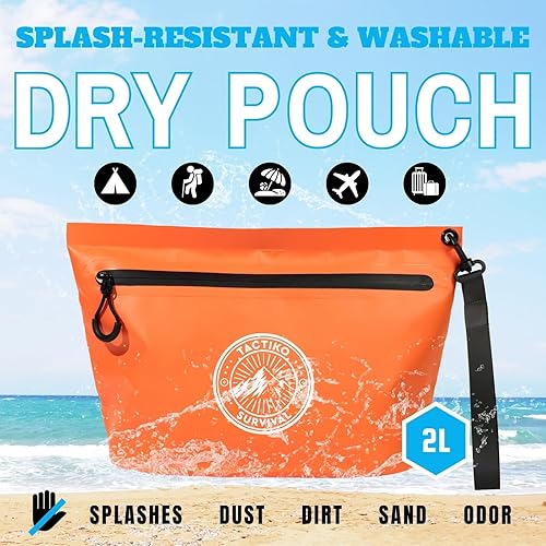 Miniatura 7 de Tactiko - Mochila 100% impermeable de 30 litros y bolsa de lona con cremallera de 2 litros a prueba de salpicaduras, bolsa seca enrollable para