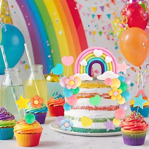 Miniatura 92 de Hooqict 26 piezas de decoraciones de pasteles de los años 80 y 90, decoraciones retro de los años 80 de hip hop con bolas de purpurina para cupcakes