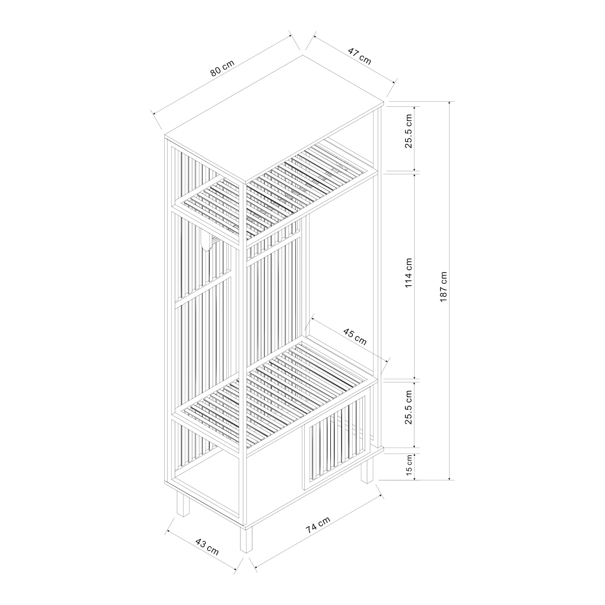 [en.casa] Perchero Burro Ypäjä con 1 Barra 2 Compartimentos Abiertos Burro Ropa con Puerta para Dormitorio Recibidor Oficina Ventilación Óptima Elegante Bambú 187 x 80 x 47cm - Color Natural