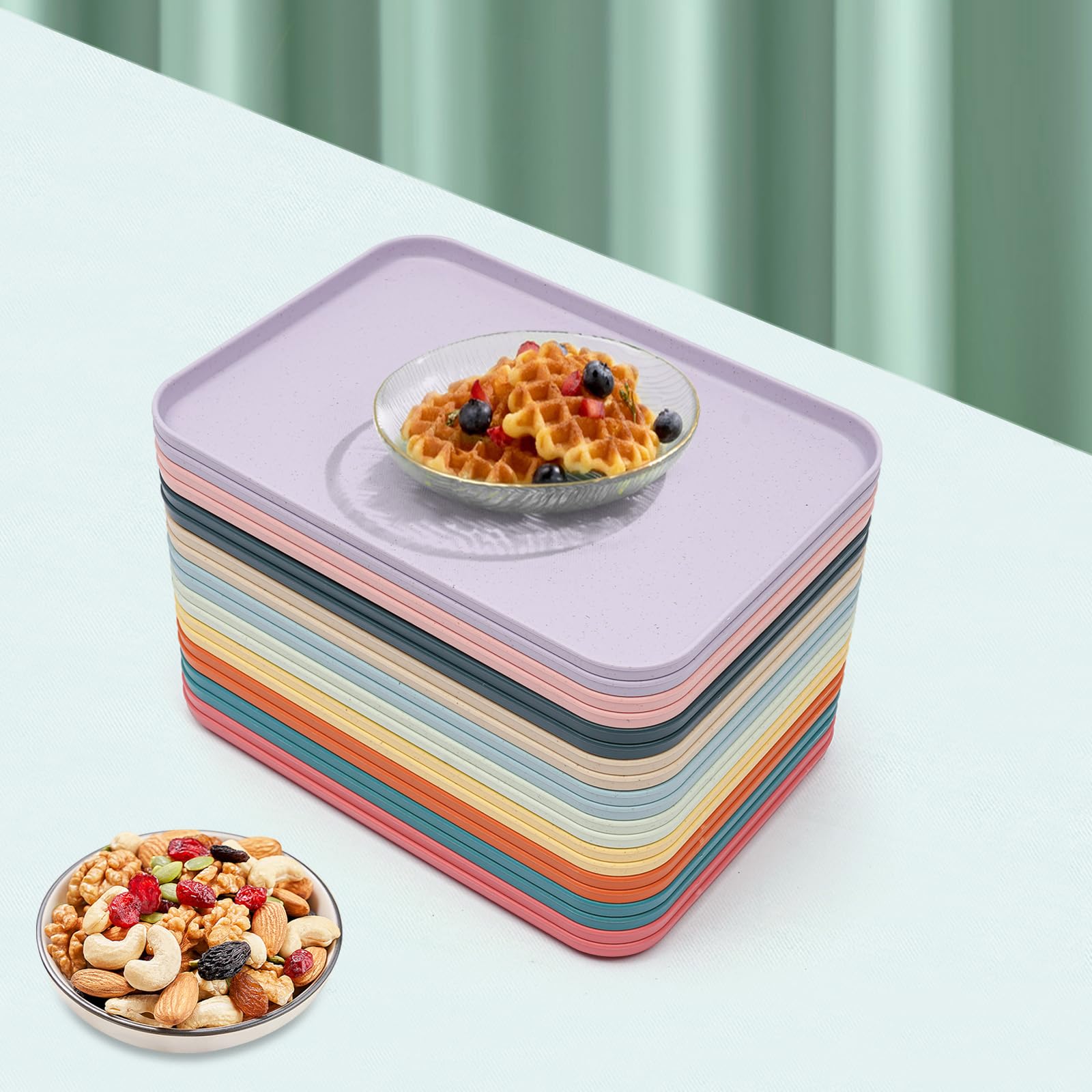 KAUITOPU Lot De 24 Plateaux, Plateaux De Service Empilables Pour