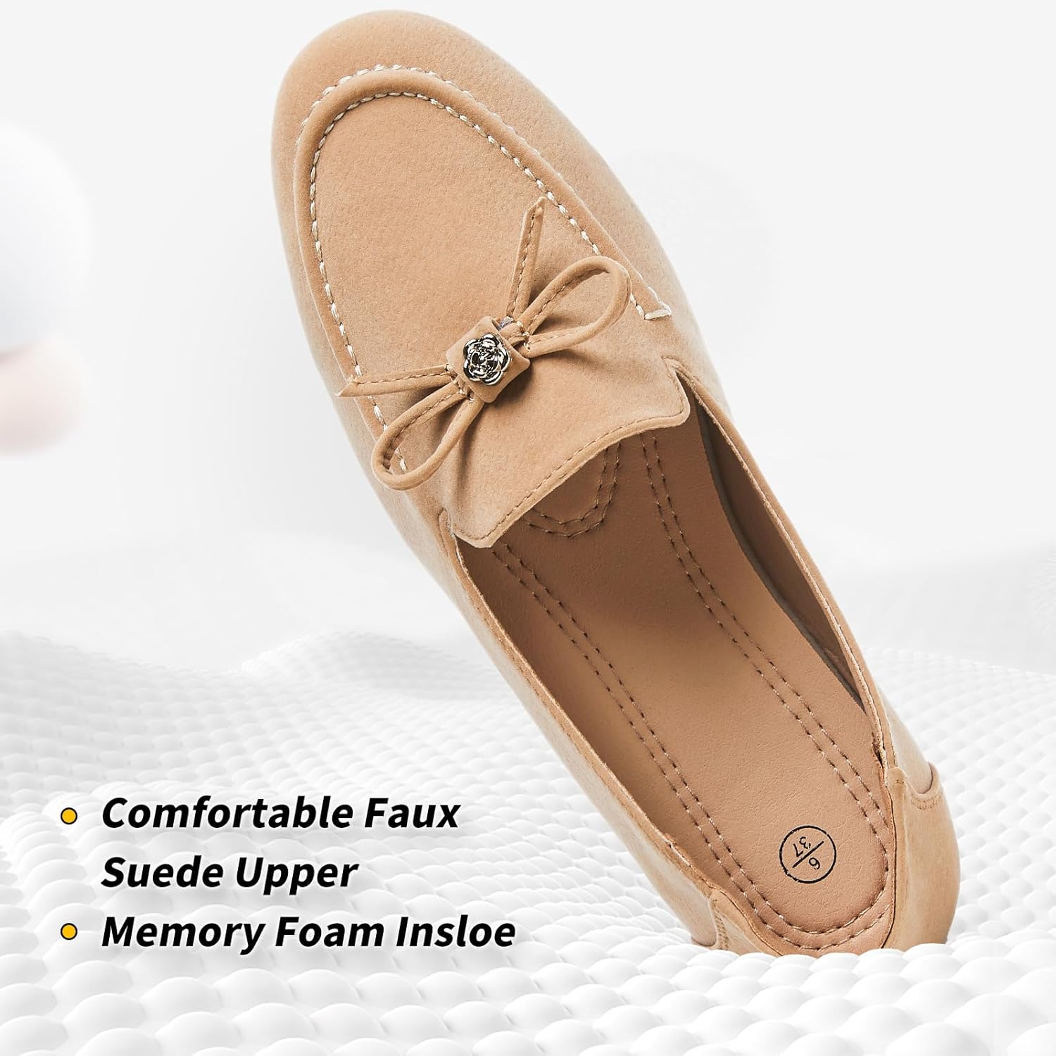 BABUDOG Womens Faux Suede Loafers,Black Flats Shoes for Women,Slip on Ballet Flats Casual Shoes - Image 4