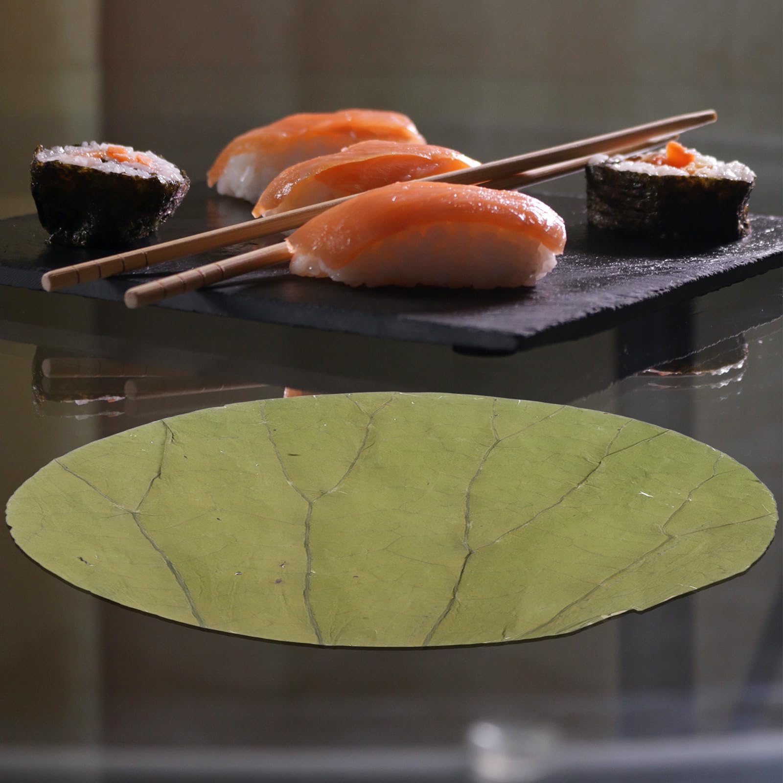 GARVALON Foglie di Loto Essiccate Rotonde di Rivestimento Naturale Affidabile e Sano 100 Pezzi per Sushi per Decorazioni e Preparazioni