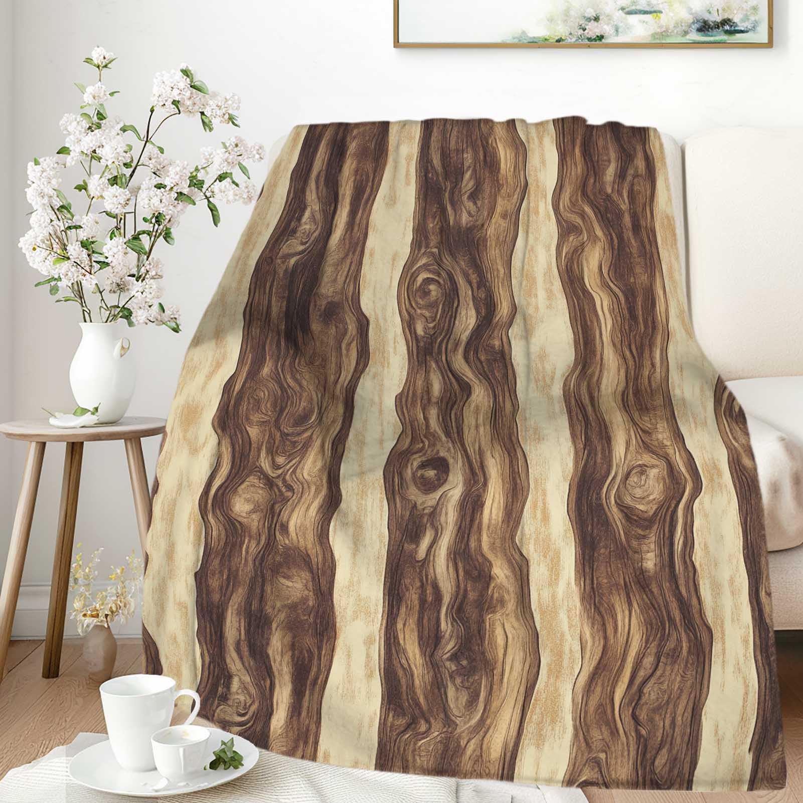 VronTaliy Rustic Wood Grain Throw Blanket, Lightweight Soft Brown and Beige Blanket for Living Room, Couch, or Bed, Nature-Inspired Design for Adults