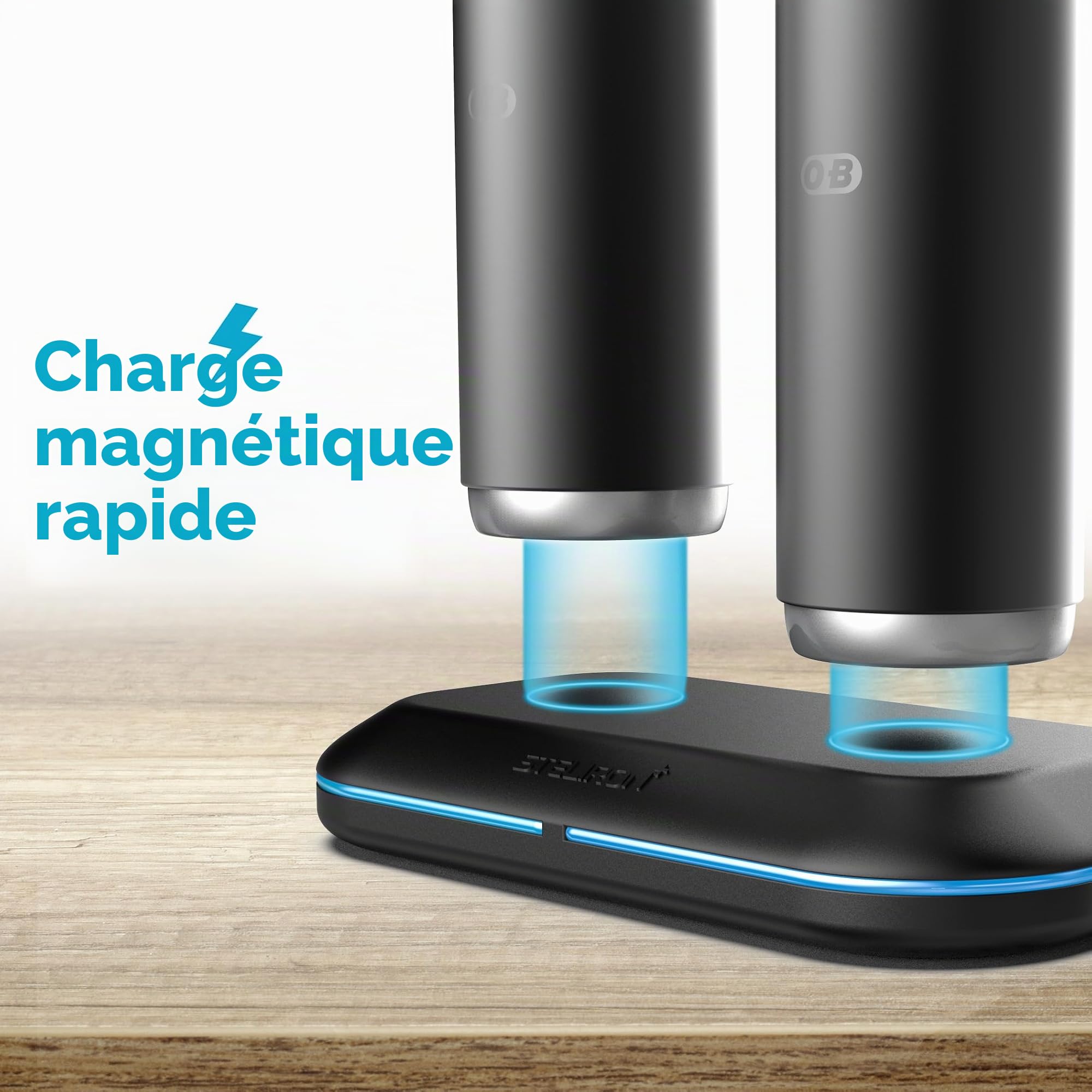 Double chargeur de brosse à dents électrique pour OralB iO Series 10/9/8/7/7G, base de charge magnétique avec indicateur LED (facile à voyager), alimentation USB, remplacement pour modèles Braun OralB
