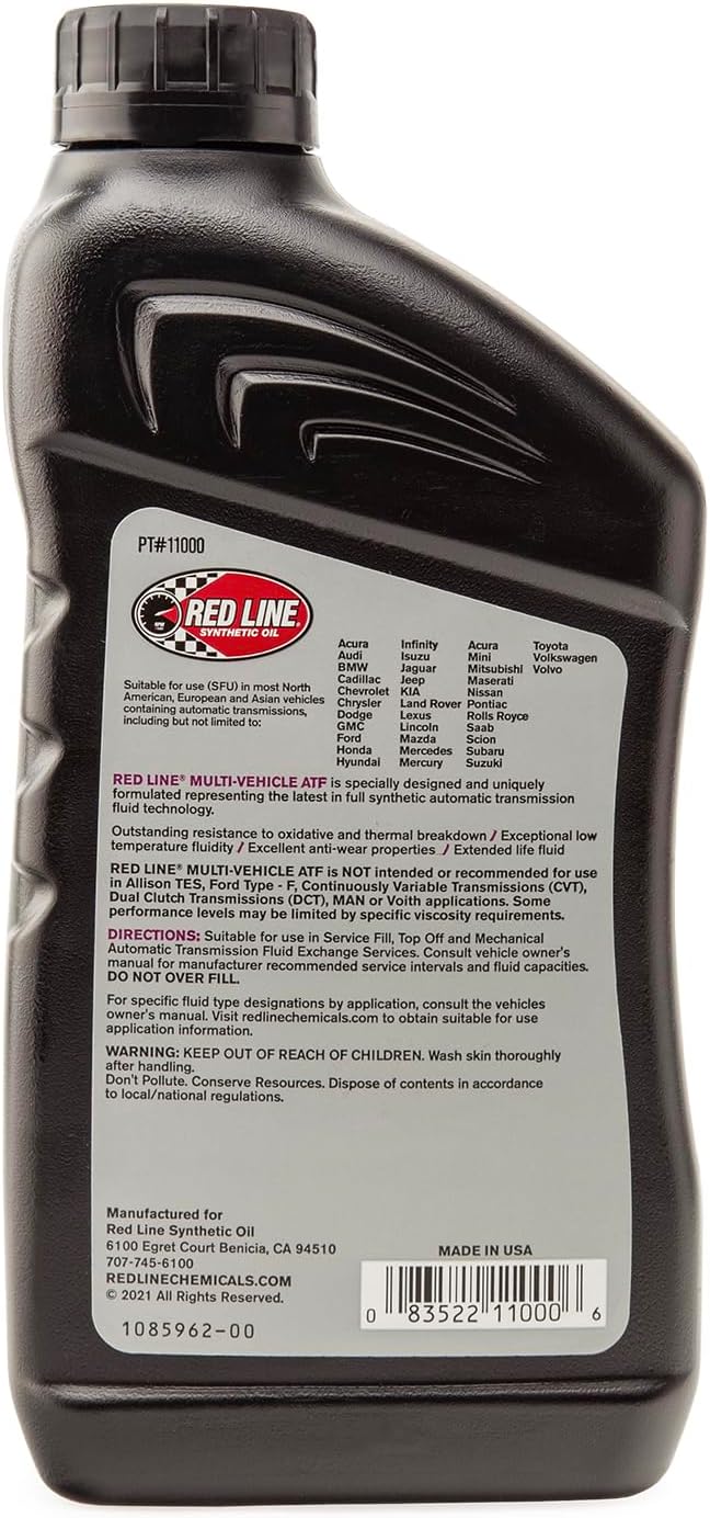 Red Line Service Chemicals 11000 Full Synthetic Multi-Vehicle ATF, 32 Ounces (6 Pack)