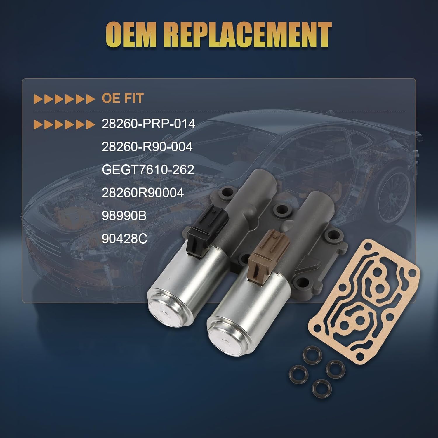 28260-PRP-014 Transmission Dual Linear Shift Solenoid with Gasket Fit for Acura Rsx 2002-2006, Tsx 2004-2008, for Honda Accord CR-V Element 2003-2008 Replace 28260PRP014