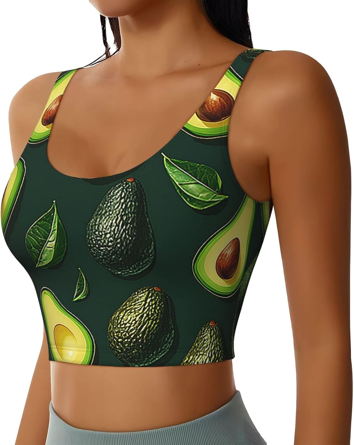 Avocado Display Art Women's Sports Bras - High Support Workout Tops for Women