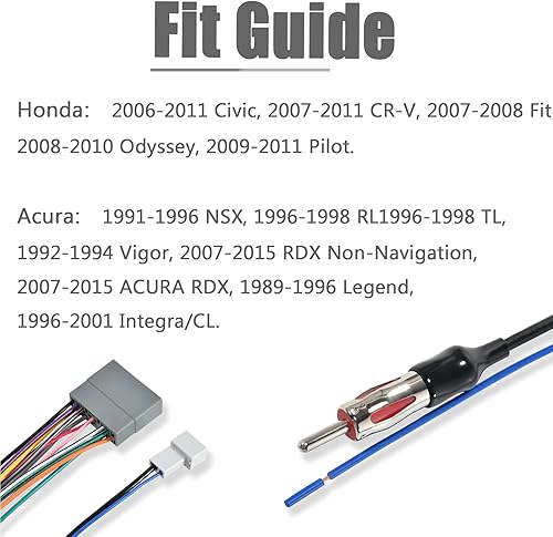 Miniatura 7 de RED WOLF Arnés de cable estéreo para radio de vehículo con adaptador de conector de antena compatible con Honda Fit 2007-2008 Civic 2006-2011,