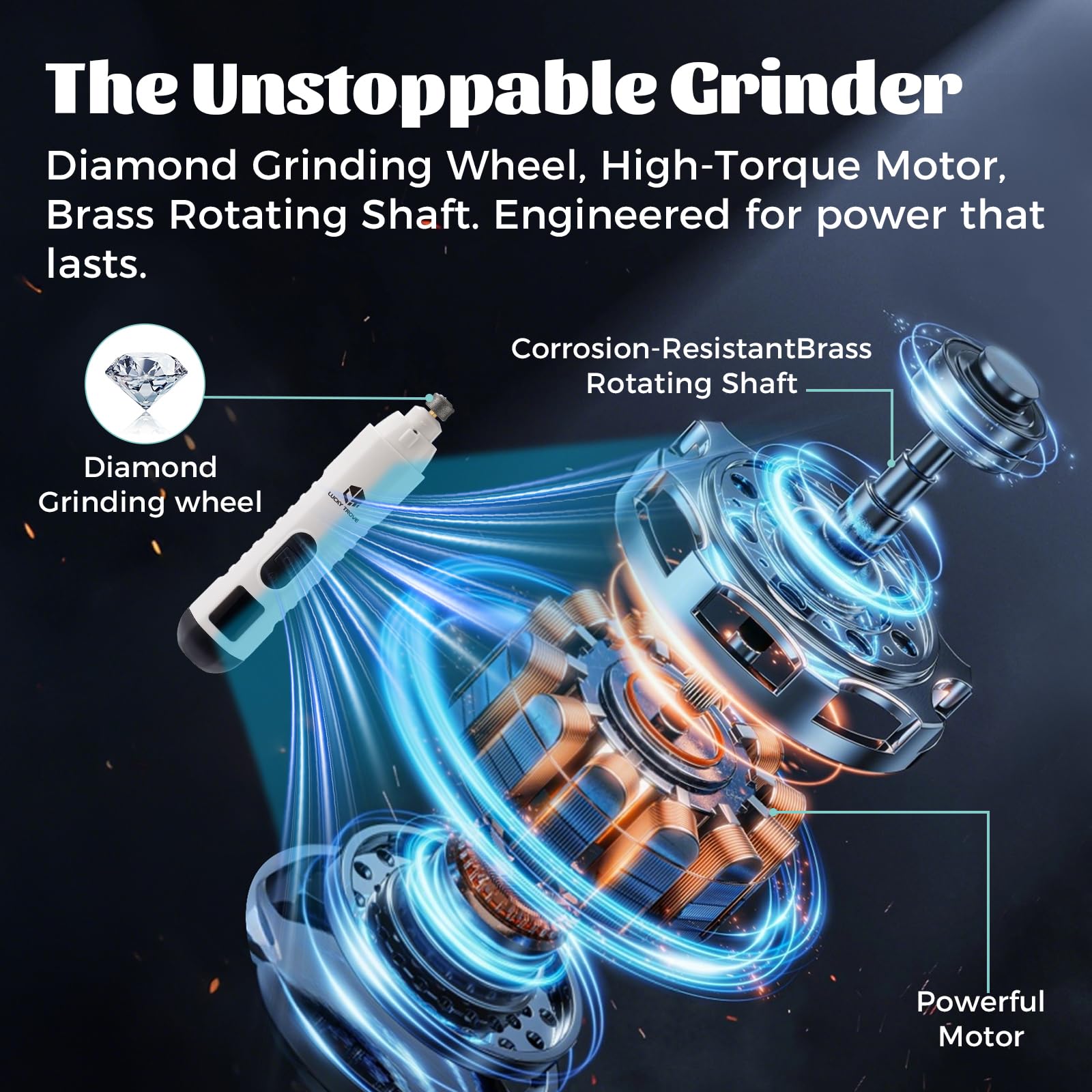 2026 Upgraded Silent Groom Pro Pet Nail Grinder,5-Speed Dog Nail Grinder with Led Light, 45db Quiet Painless Paws Grooming & Smoothing for Small Medium Large Dogs & Cats (1+2*Replacement Head) (White) - image 4