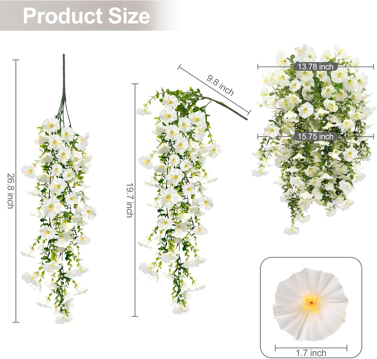 Artificial Flowers for Outdoors Decoration, 4Pcs Fake Hanging Flowers Morning Glory UV & Fading Resistant, Artificial Faux Plants Deocr for Home Porch Patio Balcony Planter Yard Garden Farmhouse - Image 2