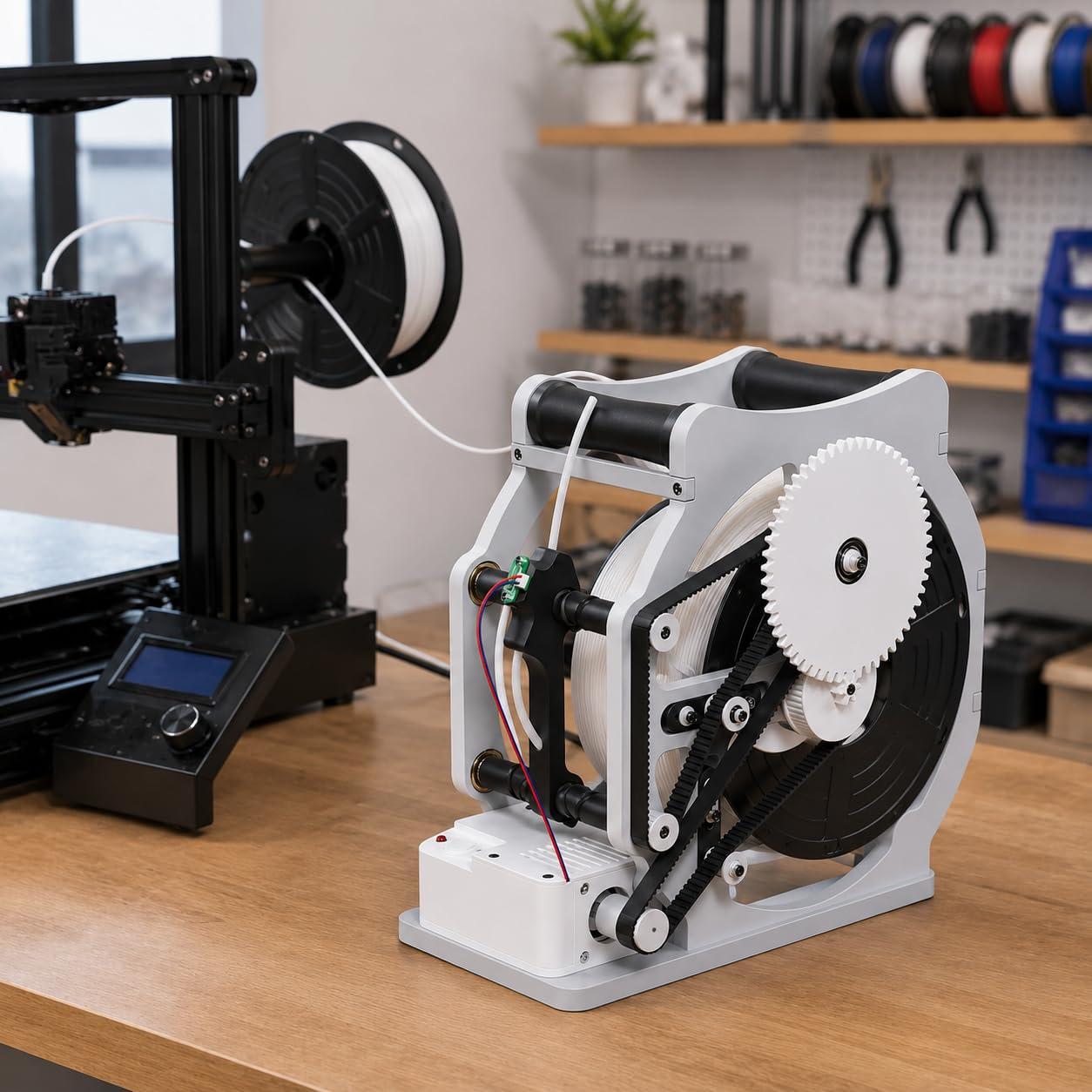 Máquina de bobinado de filamento 3D Industrial, Control Inteligente de Arranque/Parada, 1kg Capacidad de Carrete para PLA PETG ABS, bobinador eléctrico Compacto para Suministros de impresión 3D sin