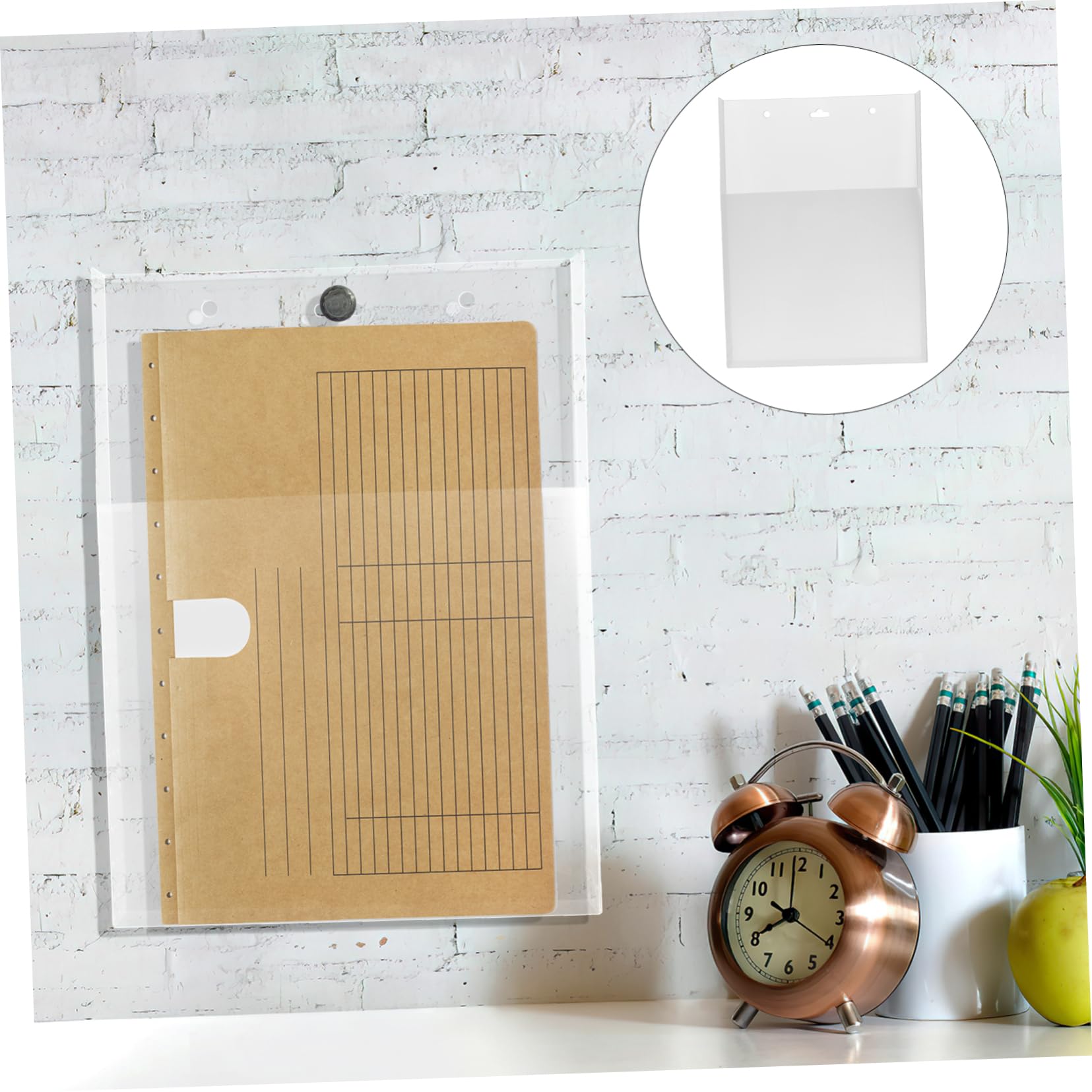 KALLORY 2pcs Wall-mounted File Organizer Material Document Holder for Office Space-saving Storage for Letters Magazines and Papers Easy Wall Installation