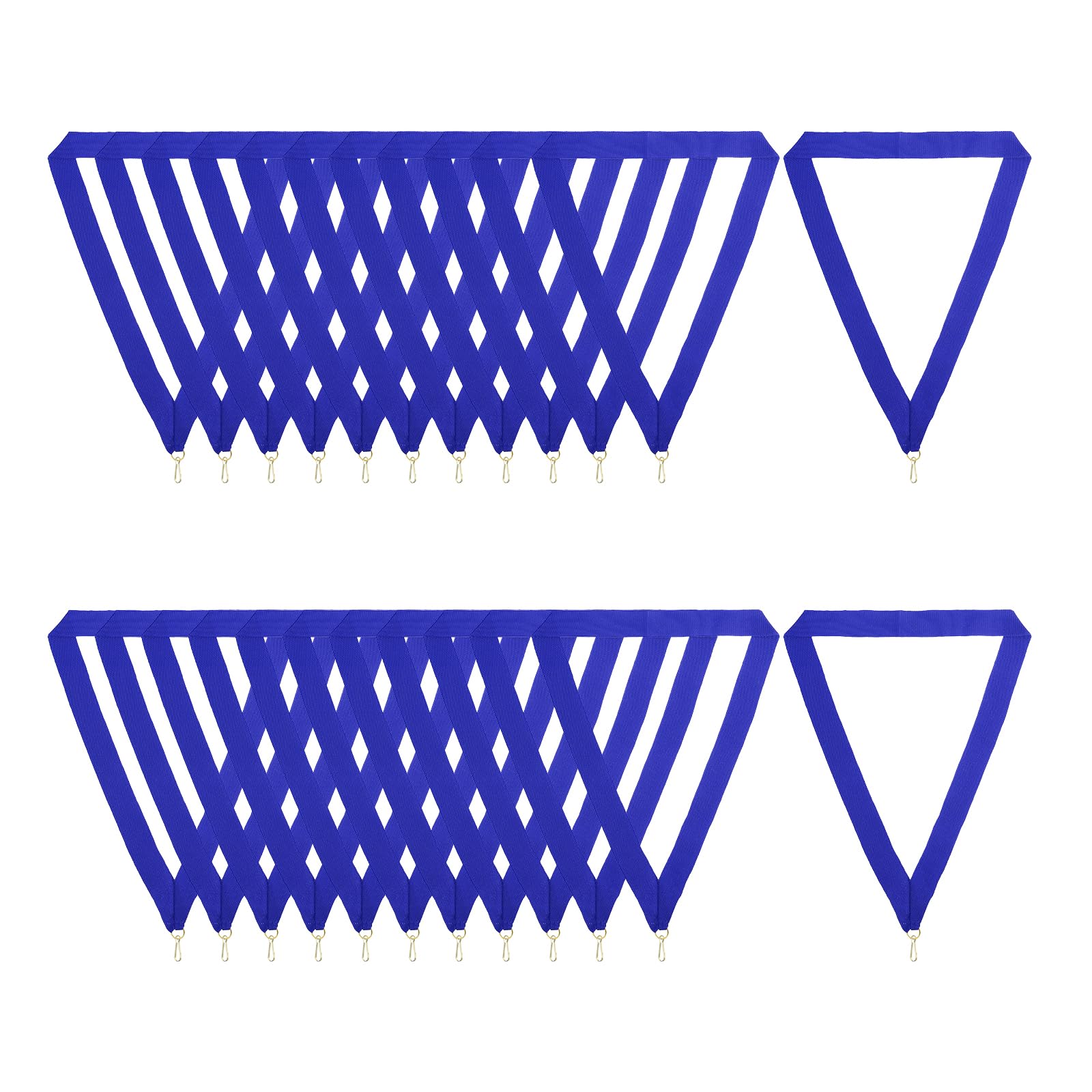 PATIKIL Award Neck Ribbons with Snap Clips, 24 Pcs Polyester Striped Medal Lanyards Ribbon for Competitions Sports Meetings Sports Party, Blue