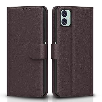 Pikkme Flip Cover Leather Finish | Inside TPU with Card Pockets | Wallet Stand and Shock Proof | Complete Protection Flip Case for Samsung Galaxy M04 / F04 / A04e(Coffee) - image, photos