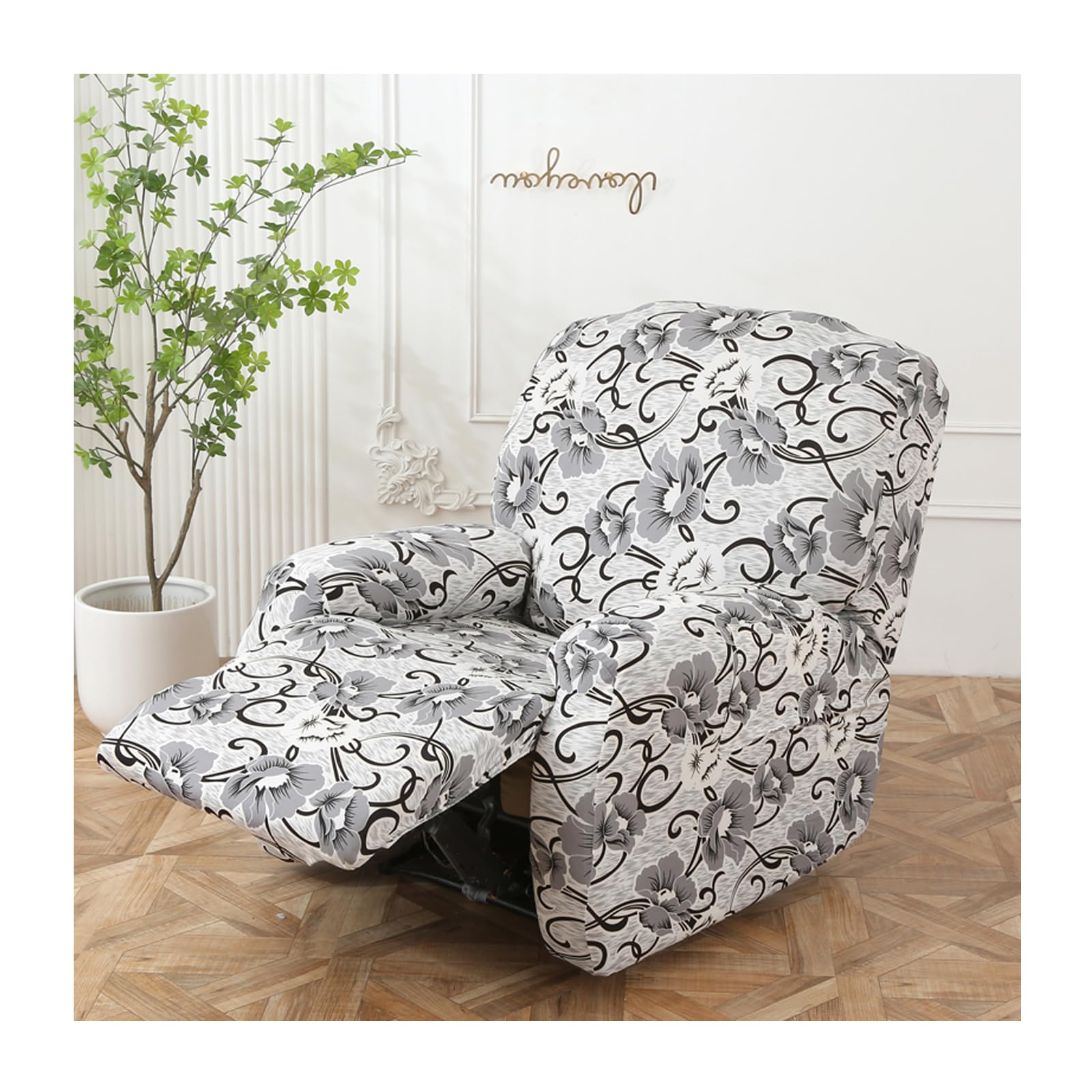 Hypiqq Pattern 07 Stretch Recliner Cover Recliner Couch Cover Floral Pattern Recliner Chair Covers Slip Covers For Reclining Sofas With Elastic Bottom,,1 Seat