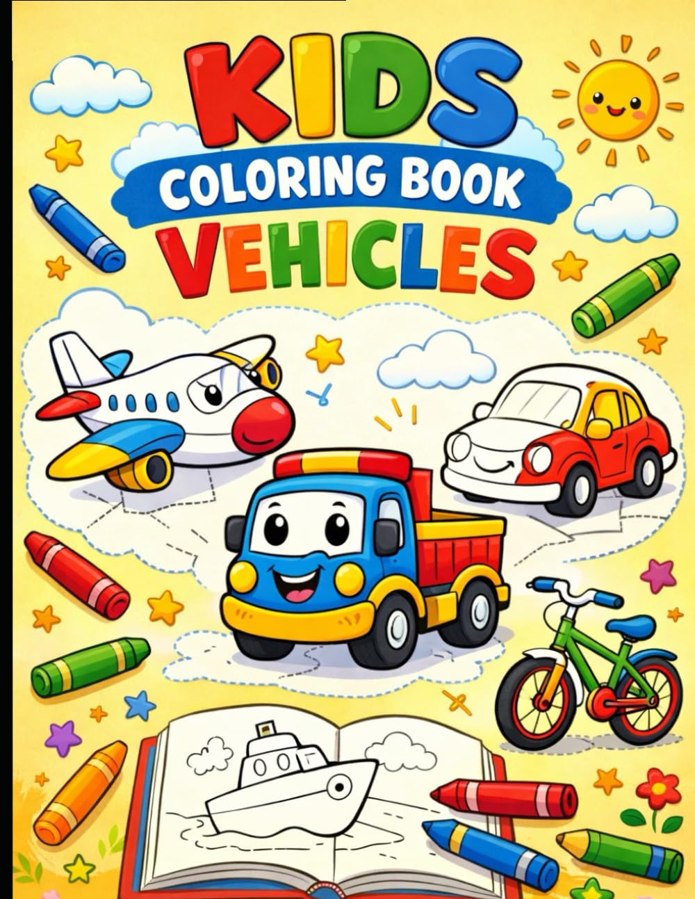 My First Vehicle Coloring Book for Kids Aged 3 to 6: Fun and Easy Vehicle Coloring Book for Kids Ages 3–6