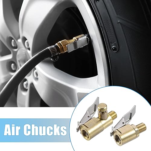 Miniatura 2 de X AUTOHAUX Kit de portabrocas de aire con adaptador de clip, adaptador de boquilla de inflador de neumáticos de bloqueo de latón, se adapta a la