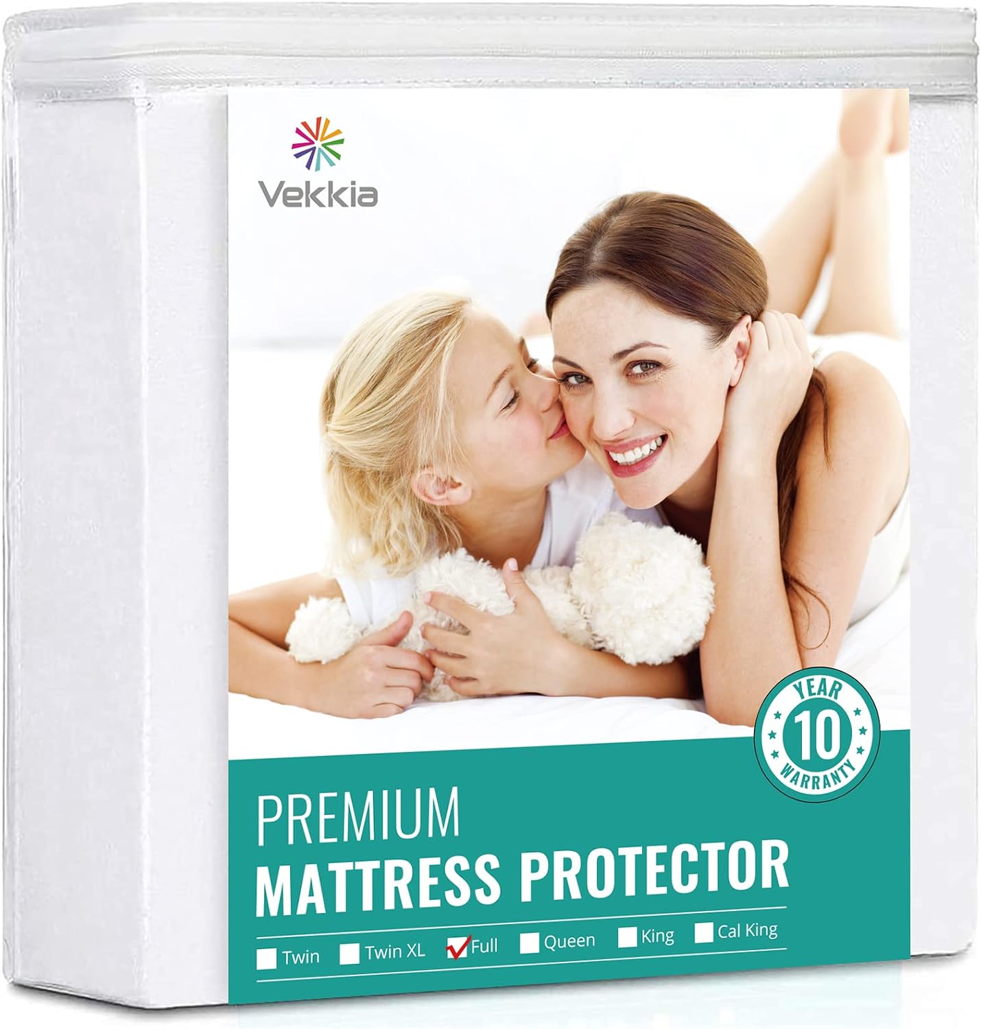 Vekkia Full Size Bed Cover Premium Terry Cloth Breathable Waterproof Mattress Protector - Machine Washable