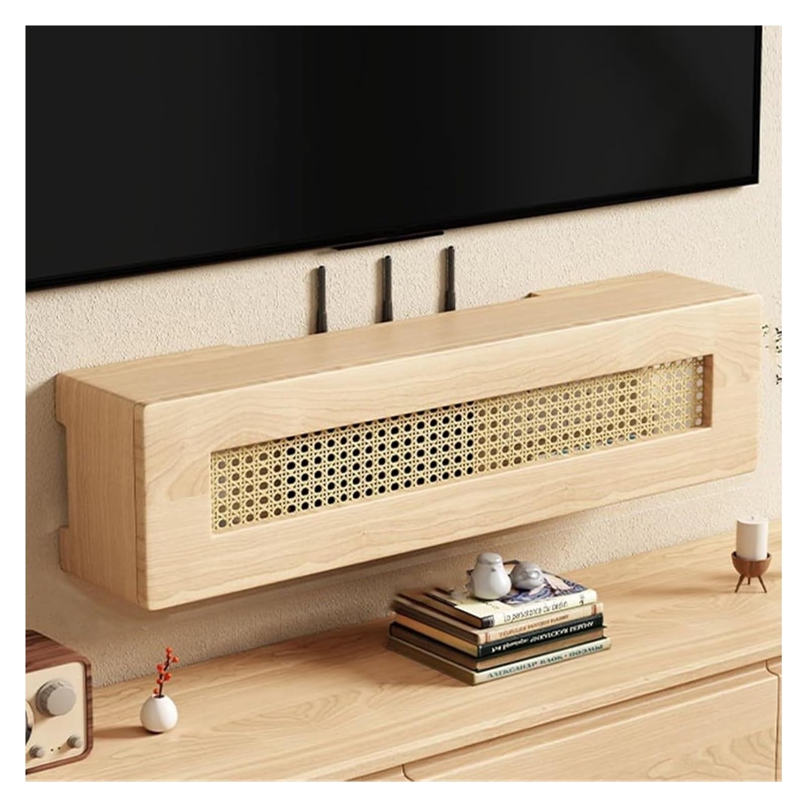 Router WiFi de madera Sto Box decorativo de 80cm para salones modernos