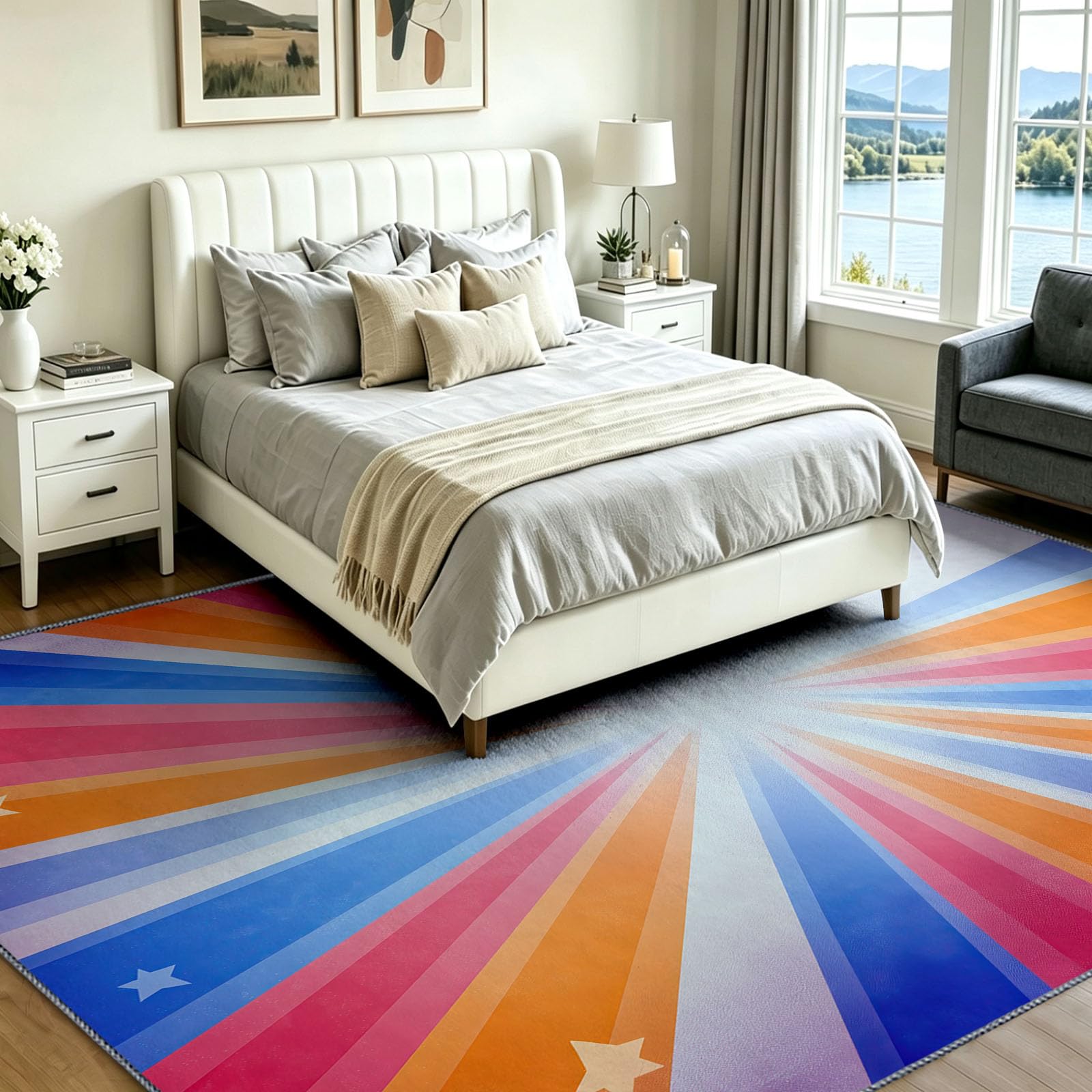 Lavable Tapis Vintage Nostalgique Salon Pile Courte Rug 160 x 230 cm
