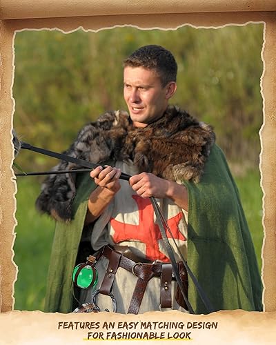 Vista 5 de Sweetude Cinturón renacentista medieval vikingo poción botellas de cuero cinturón bolsa falda senderismo 6 piezas