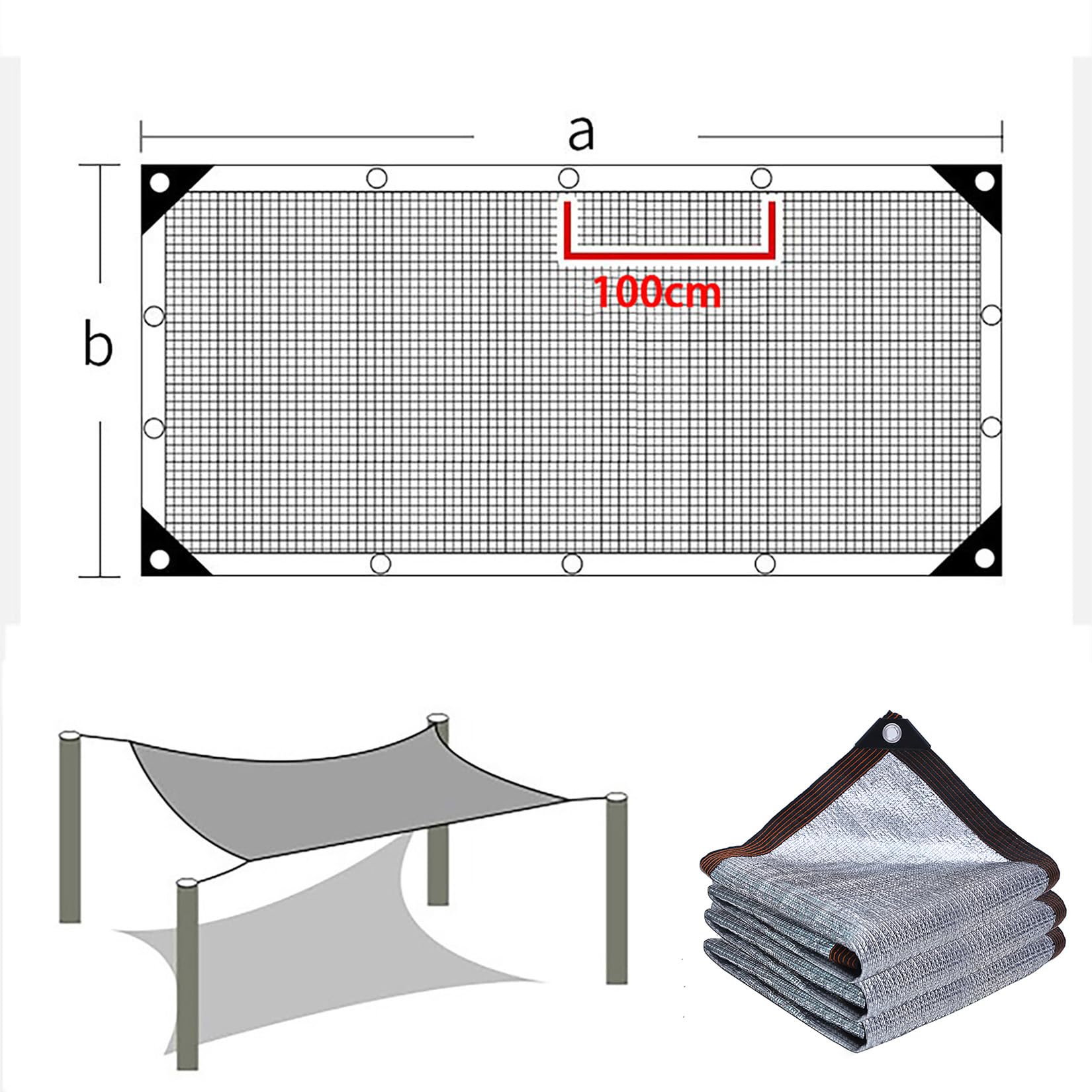 Tela 90% de bloqueo solar con ojales, 2 x 10 m, resistente a los rayos UV, cubierta de malla para invernadero, jardín, patio, plantas, flores, pollos, cocheras