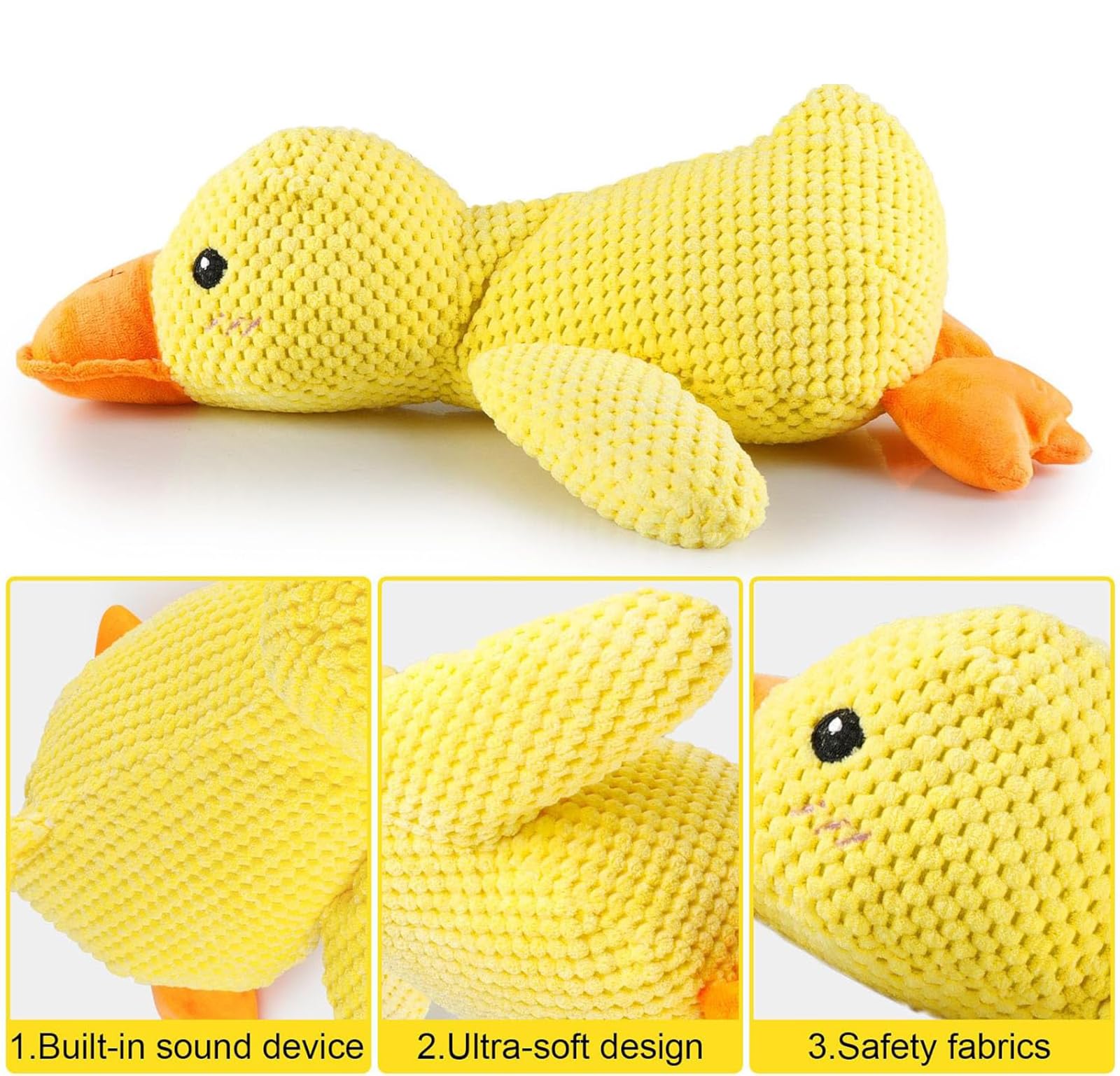Eymobad Quack-Quack Duck Dog Toy, Anti-Stress Duck, Durable Plush Chew Toy, Cute Toy for Dogs 32 cm Duck Dog Toy, Paw Star - Image 3