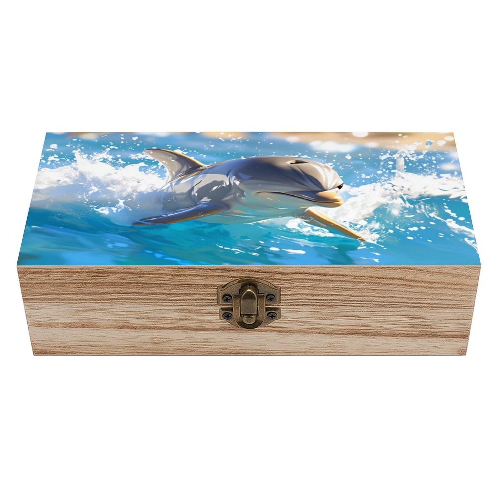 asbwuo Dolphin Vintage Wooden Keepsake Box